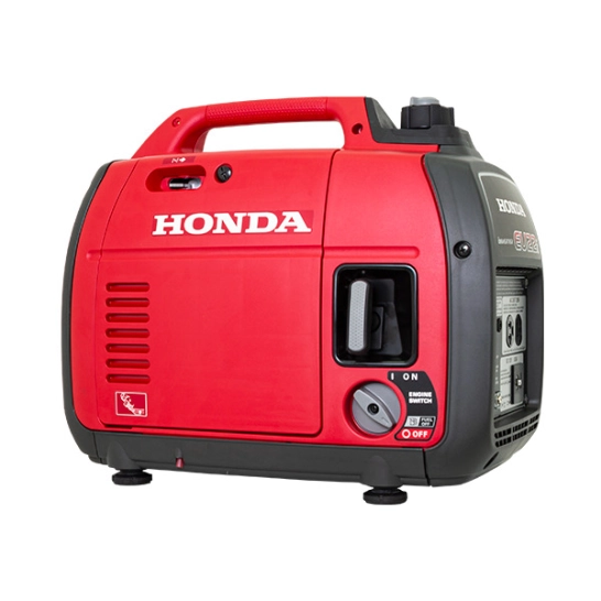Generador portátil inverter Honda EU22IT L de color rojo y negro con capacidad de 2.2kW y 4 HP, motor GXR120, conocido por su bajo nivel de ruido.